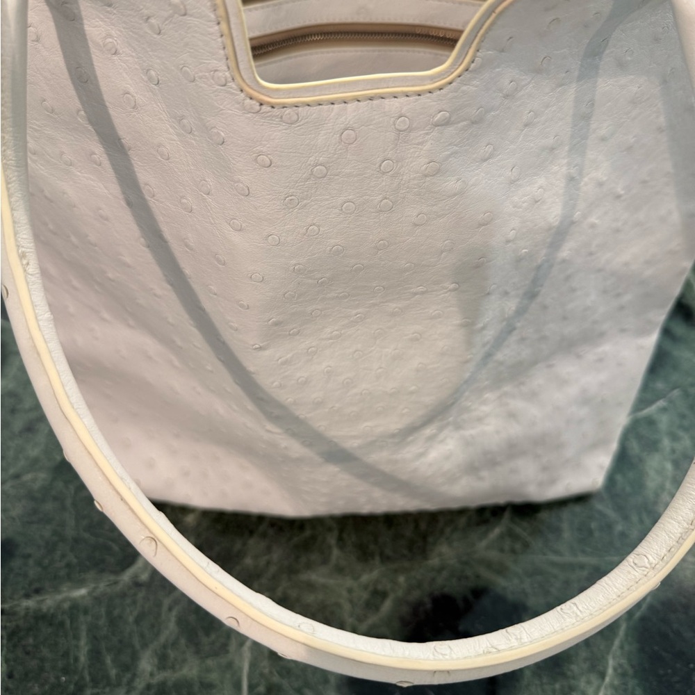 PERRIN vintage ostrich leather white tote - Picture 14 of 15
